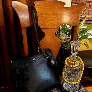 Vintage Bally Black Leather Shoulder Handbag